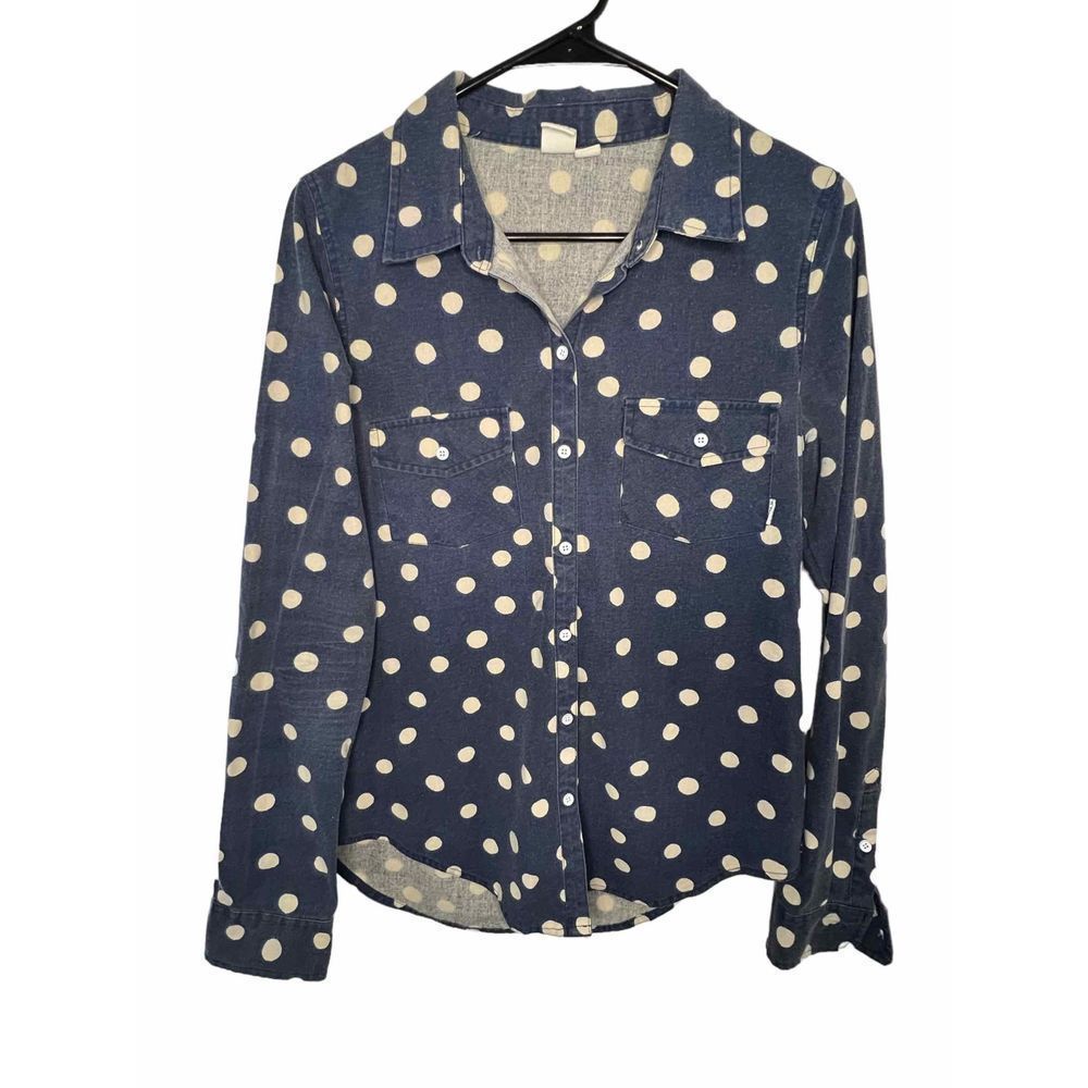 Roxy Polkadot Long Sleeve Cool Button Up Top
